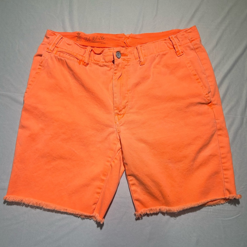 Polo by Ralph Lauren Orange Jean Shorts - Cut Off/Frayed Hem - 32 waist